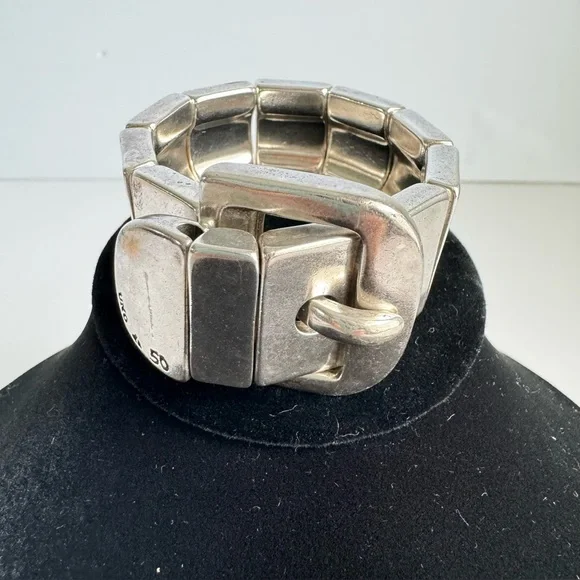 UNO de 50 Bracelet Sterling Silver Plated Belt Buckle Link Stretch Bracelet 6.75